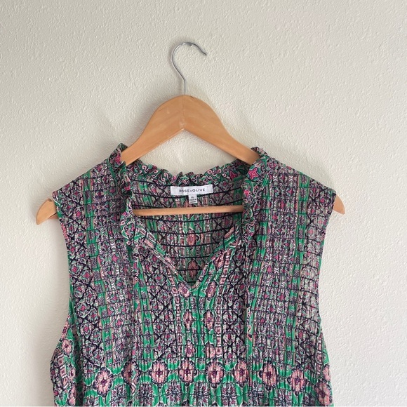 Rose and Olive Purple and Green Flowy Tank - Picture 5 of 6